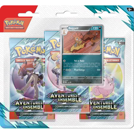 Jeu de cartes Pokémon - Pack Blister de 3 Boosters EV09 Aventures Ensemble (Baggaïd ou Yanmega) - FR