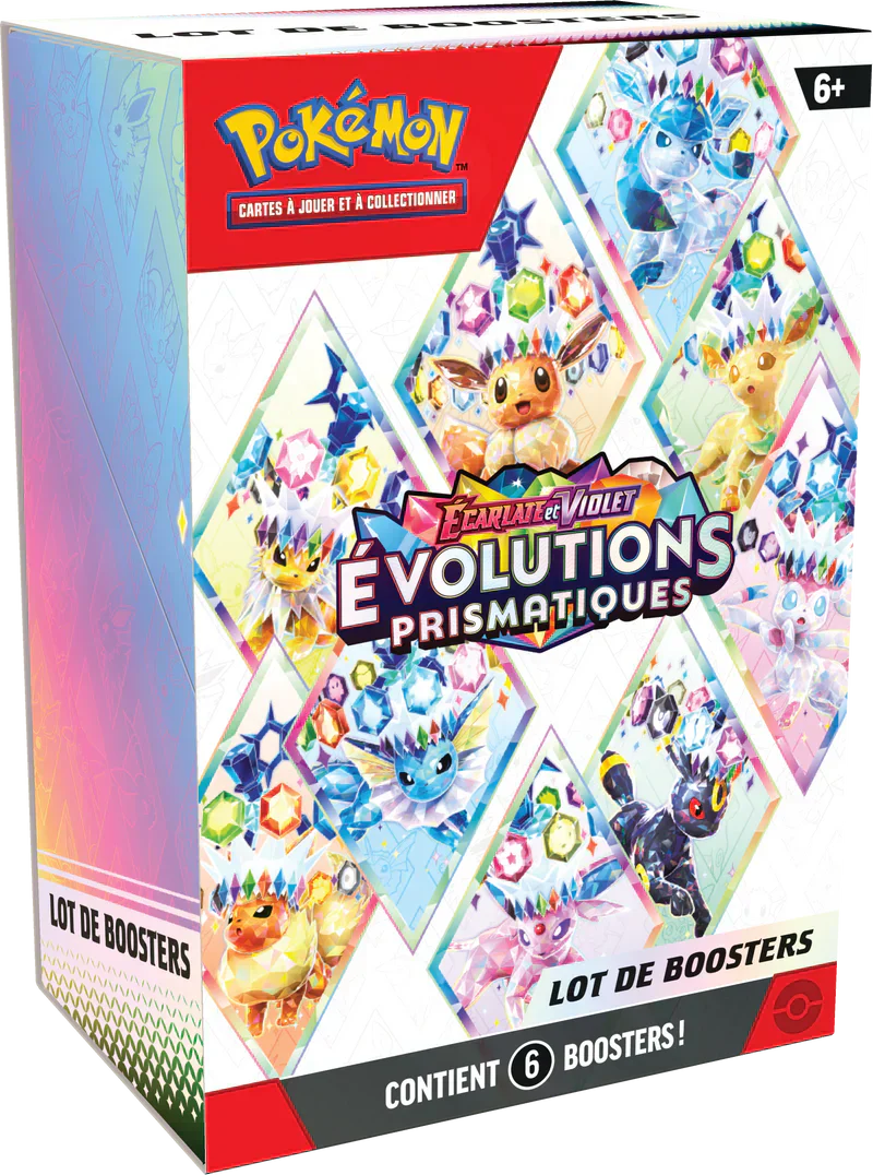 Jeu  de cartes Pokémon - Bundle de 6 boosters - Écarlate et Violet - Évolutions Prismatiques EV08.5 (scellé)