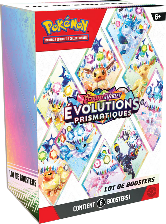 Jeu  de cartes Pokémon - Bundle de 6 boosters - Écarlate et Violet - Évolutions Prismatiques EV08.5 (scellé)